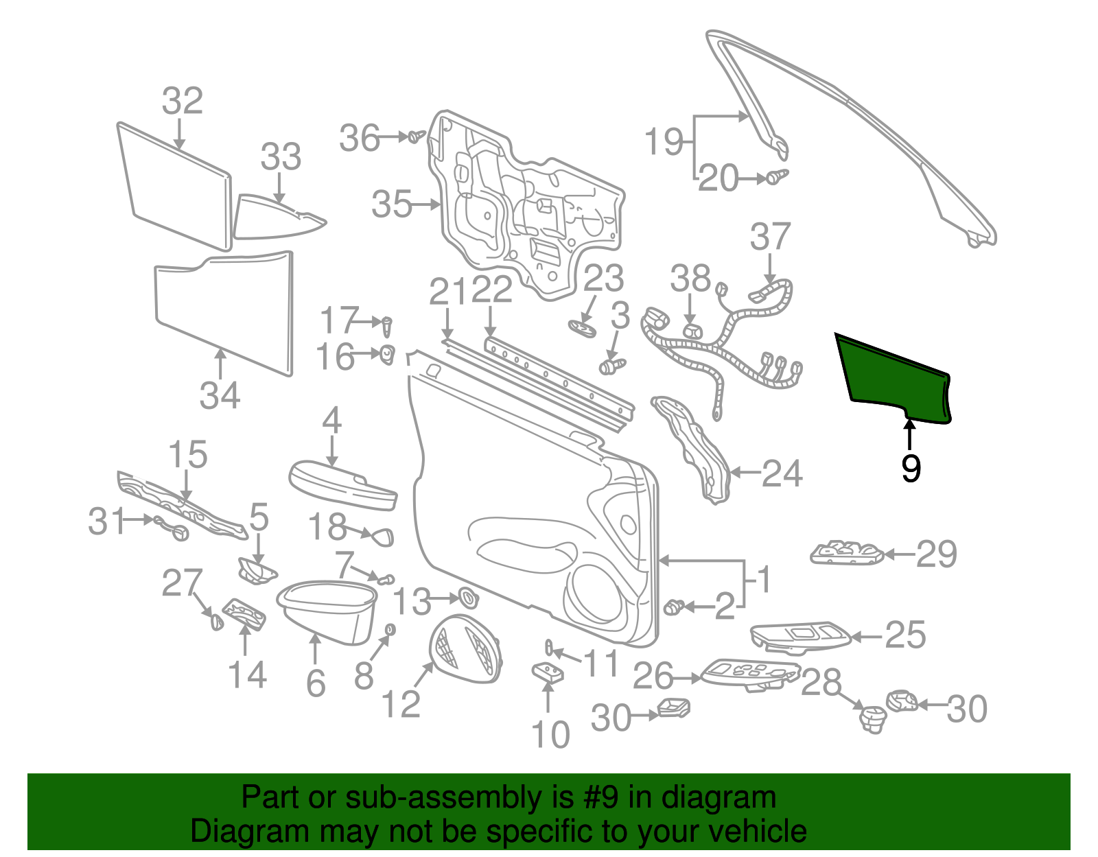 Insert Assembly, Front S/D Upper *Cashmere - Cadillac (89038762)