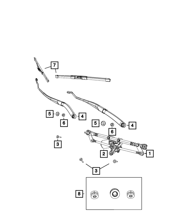 20172018 Jeep Compass Windshield Wiper Motor And Linkage 55112661AB