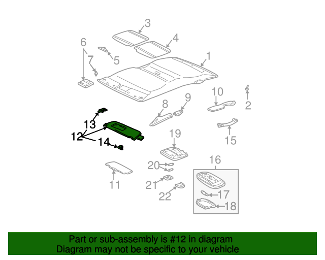 TOYOTA Genuine 74310-0C120-B1 Visor Assembly