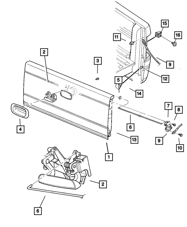 2001 Dodge Dakota Tailgate 55257014AC Mopar Estores