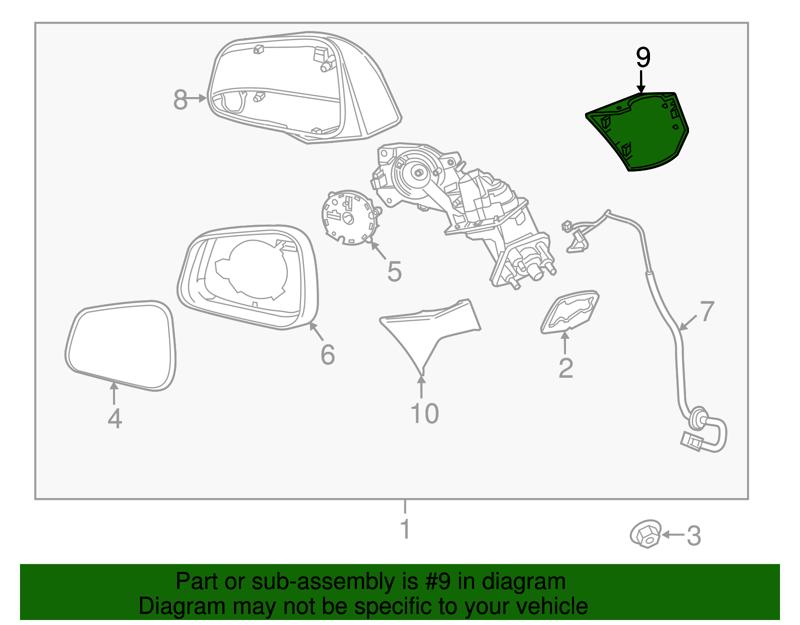 Primed Driver Side Rearview Mirror Bracket Cover - GM (95182981)
