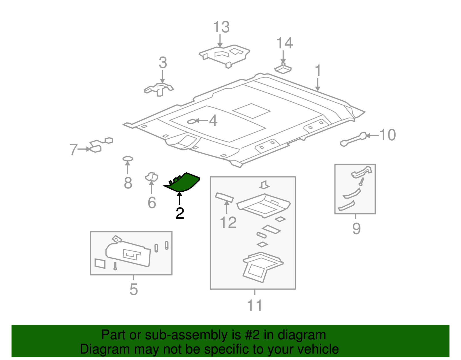 Console Assembly-Roof *Gray Y - GM (25898253)