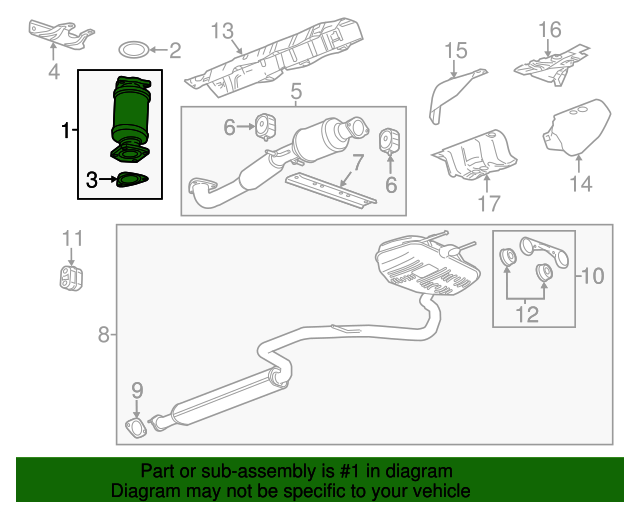 20102016 GM 3Way Catalytic Converter with Flanges, Gasket, and Studs