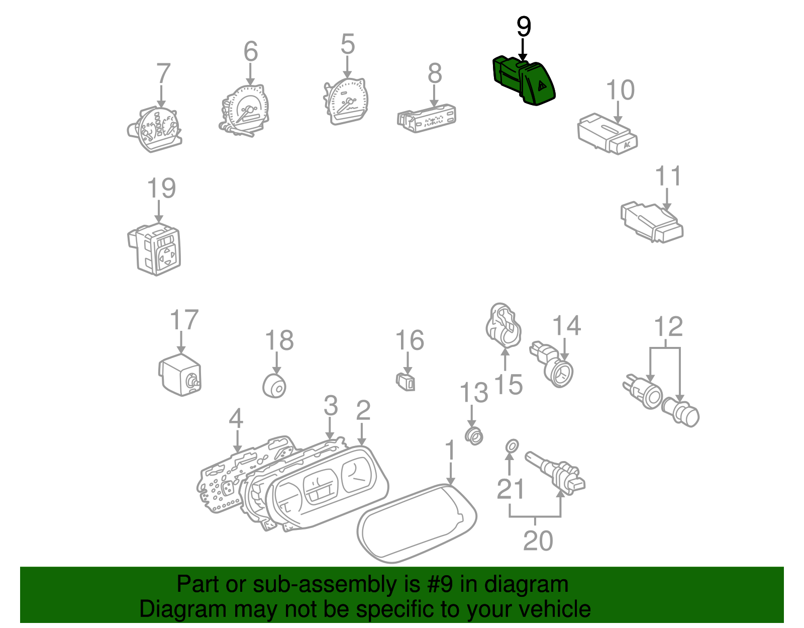 Hazard Switch - Toyota (84332-06020-E0)