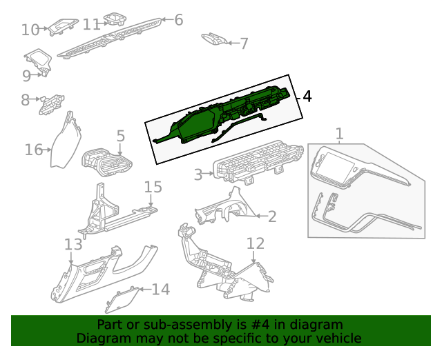 2022 Chevrolet Black Instrument Panel Cluster Trim Plate 42783707