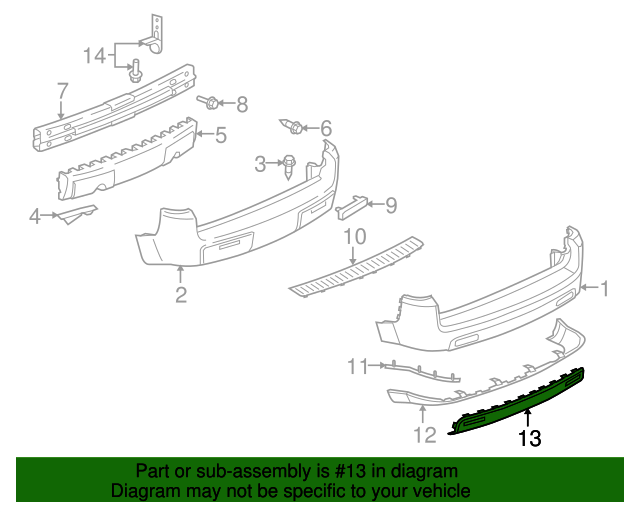 22736916 - Black Rear Bumper Fascia Molding 2006-2007 Saturn Vue ...