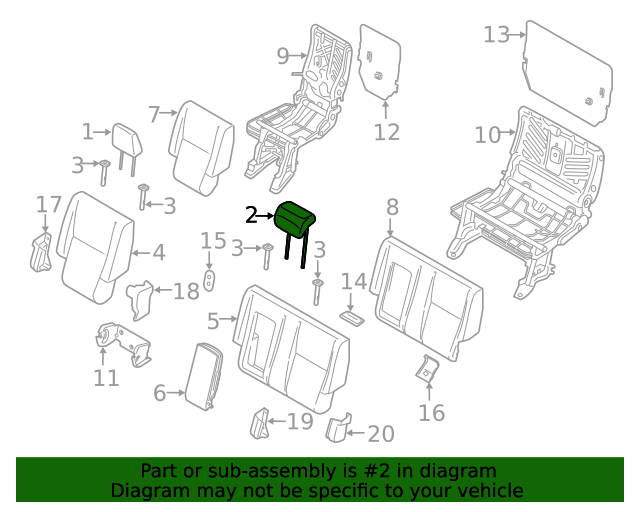 20192022 Ford Transit Connect OEM Headrest KT1Z17611A08AE OEM Ford