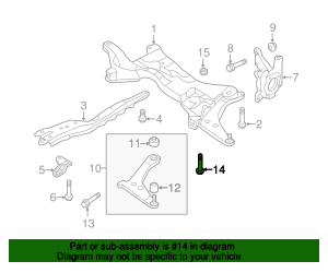 2008-2023 Mitsubishi Lower Control Arm Rear Bolt MU000611 | Auto Parts