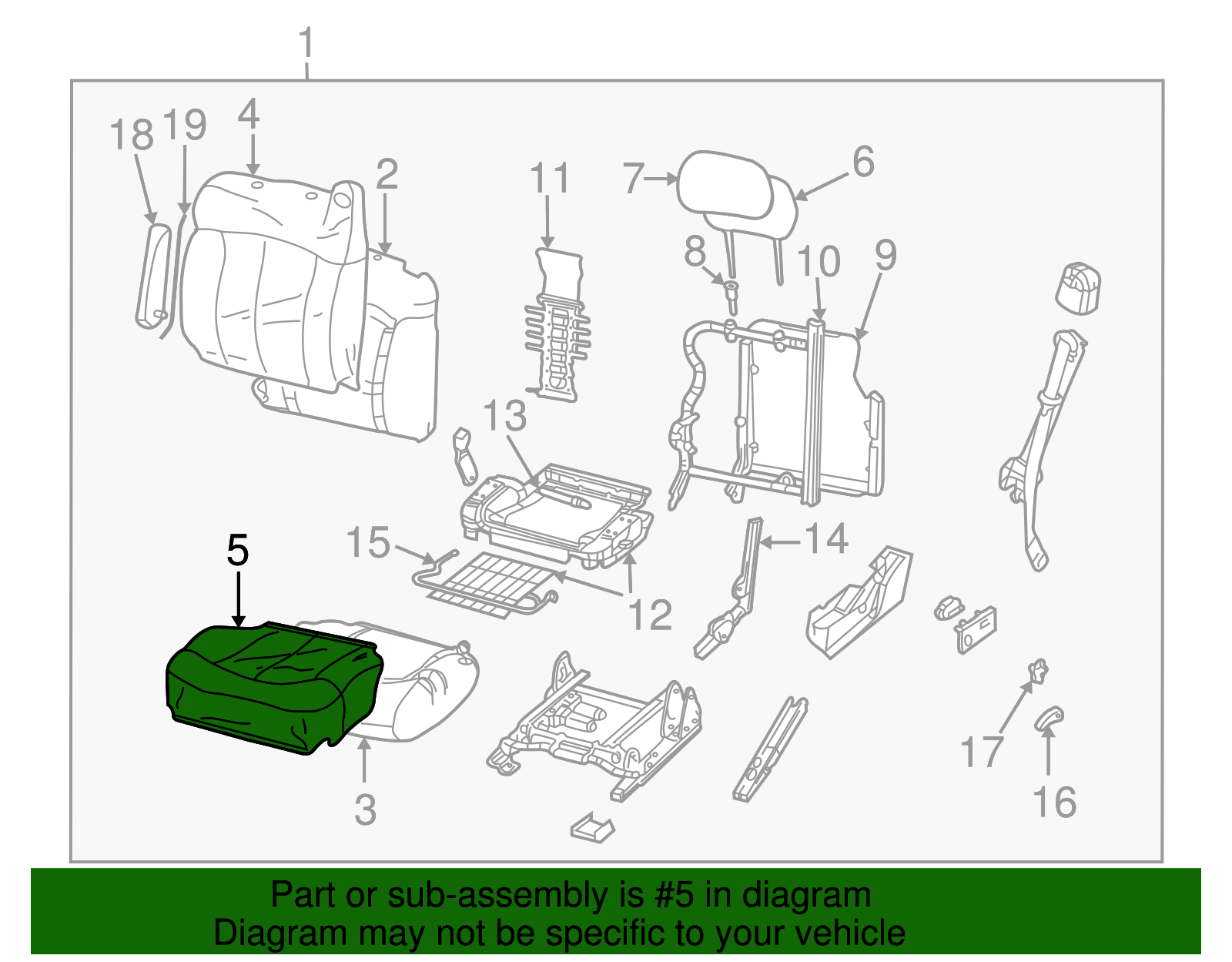 Cover, D/Seat Cushion                       *Graphite - GM (88938438)