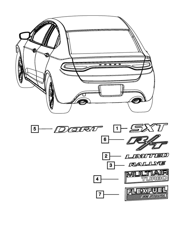 Dodge Rallye Emblem 2013-2016 Dodge Dart 12-15 Dodge Dart TRUNK DECK LID CHROME RALLYE ...