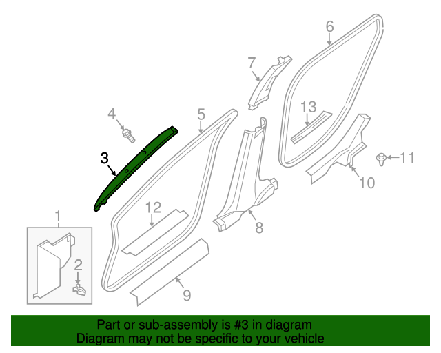 769119HP0A Windshield Pillar Trim 20152017 Nissan Altima Conicelli Nissan Parts