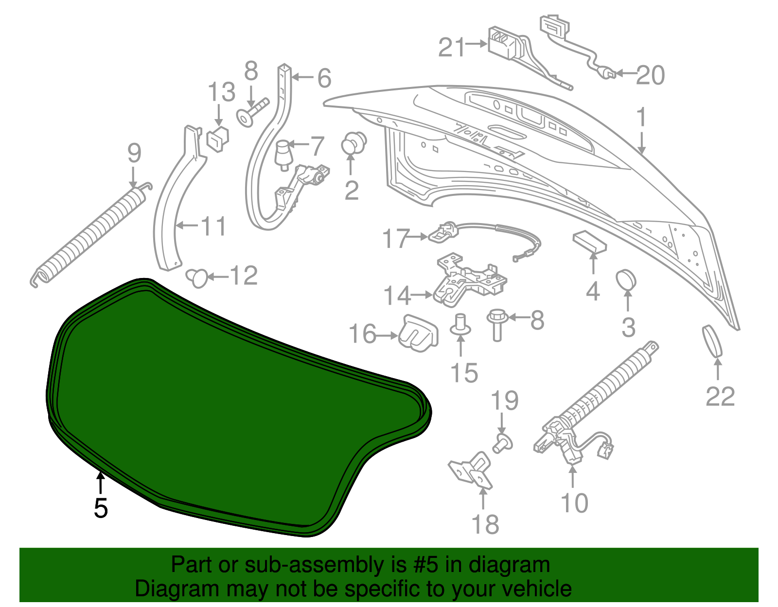 Rear Compartment Lid Weatherstrip - Cadillac (84135868)