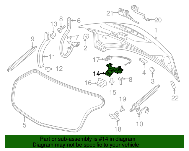 20162020 Cadillac CT6 Rear Compartment Lid Latch 84635385