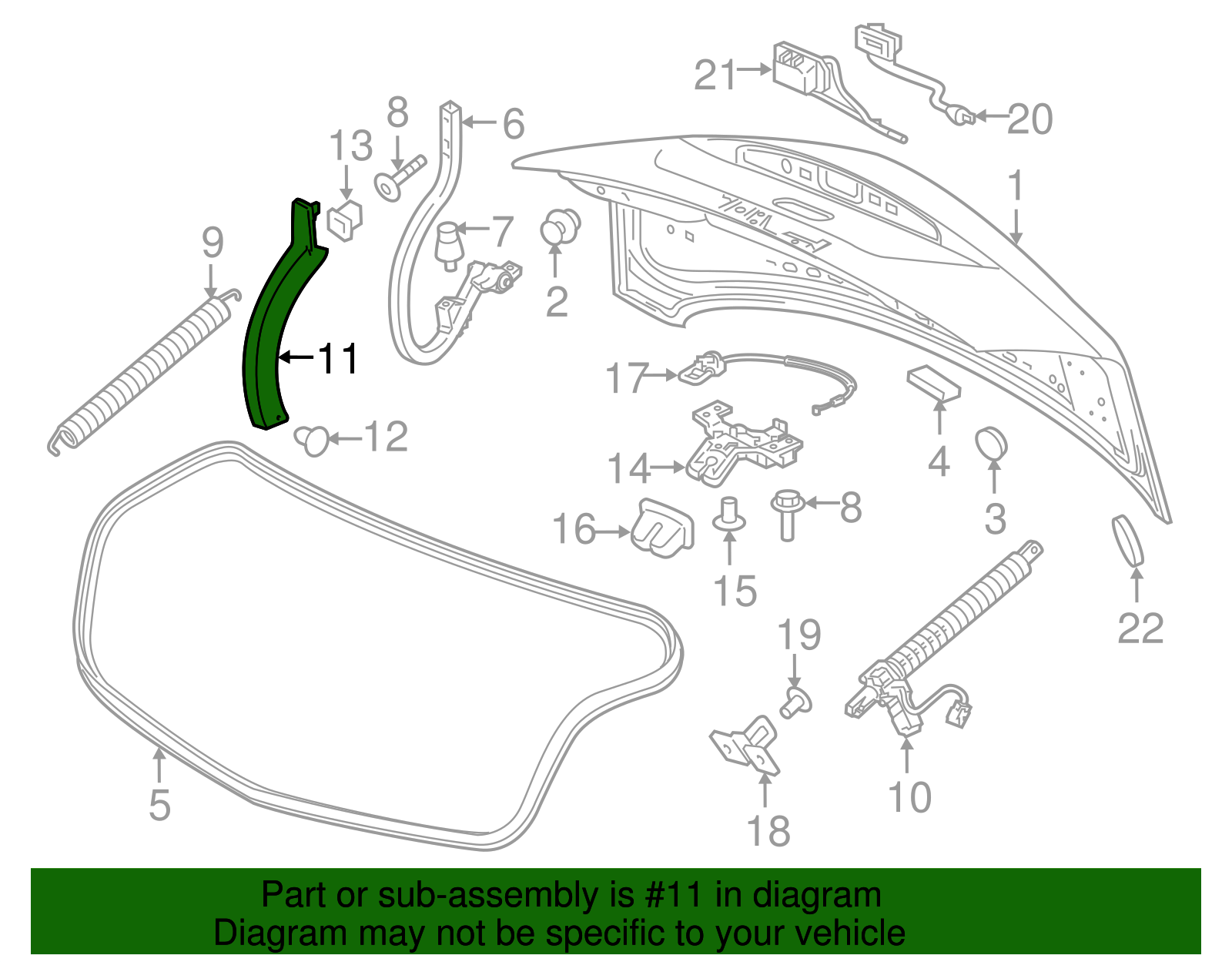 Jet Black Driver Side Deck Lid Hinge Cap - GM (84087879)