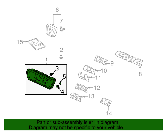 Honda Genuine 74890-S02-A10ZA License Garnish Assembly Rear