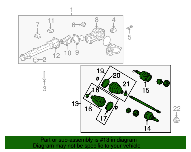 20072011 GM Axle Assembly Passenger Side (RH) 15116778