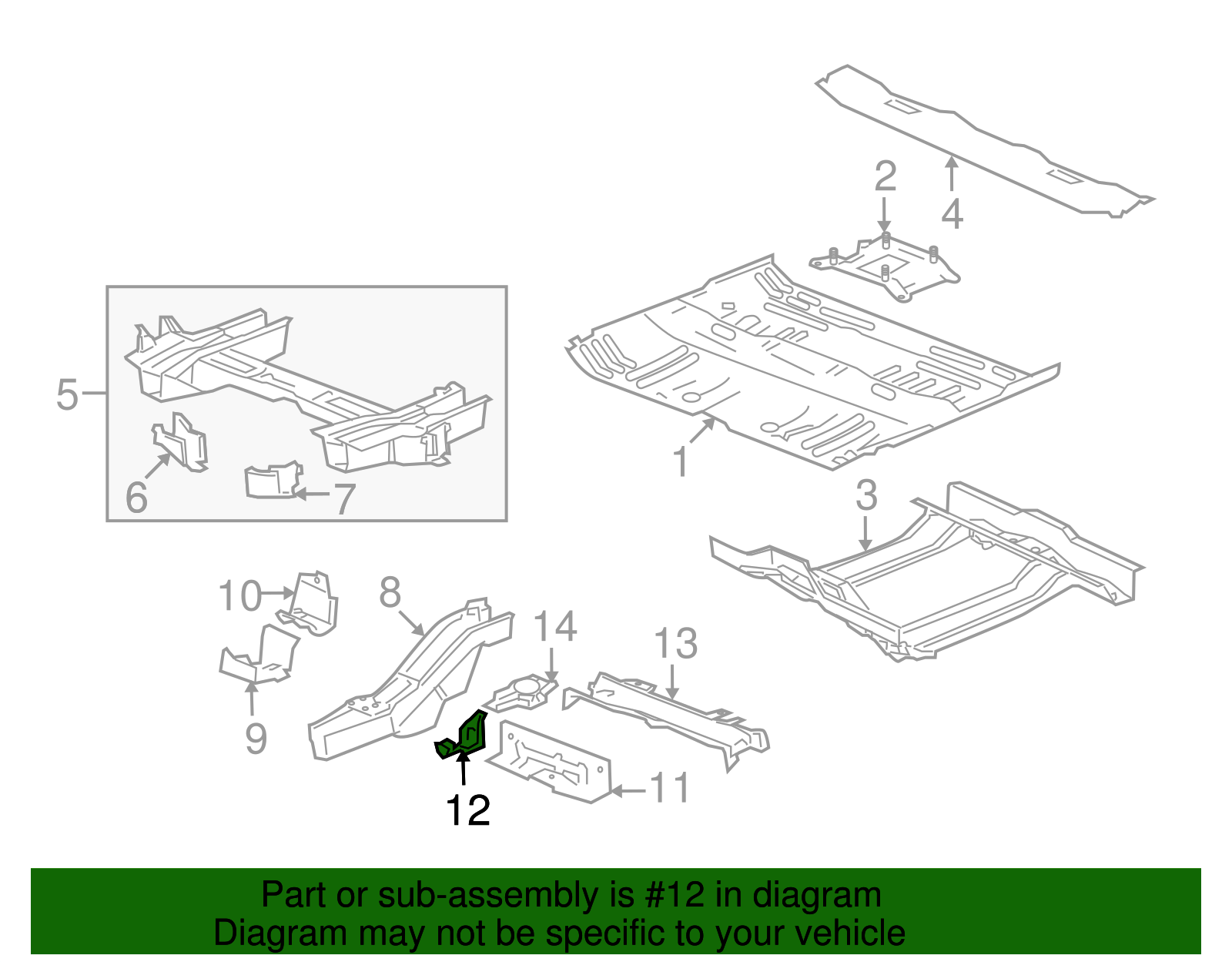 Driver Side Floor Panel Number 4 Cross Bar Extension - GM (96474238)