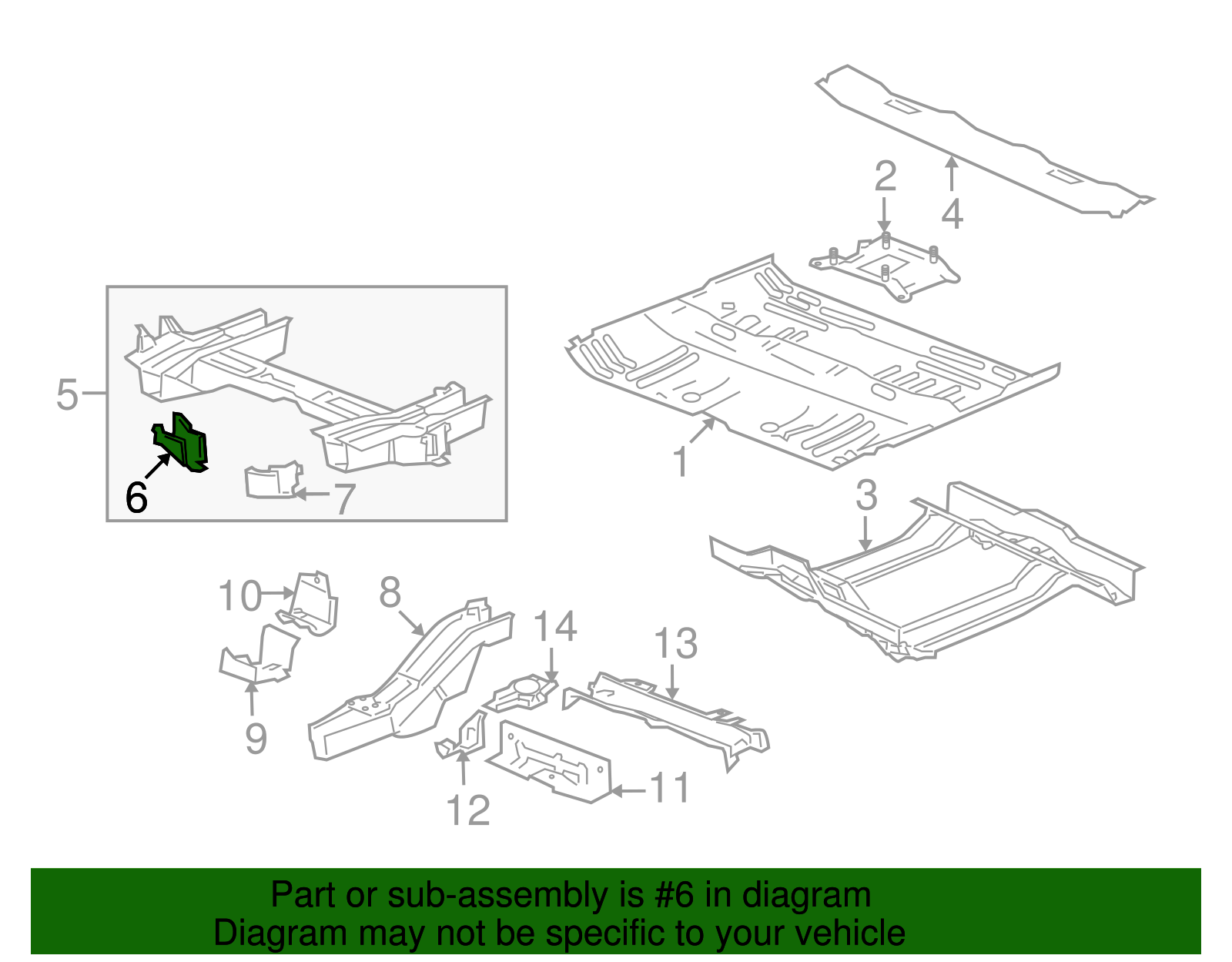 Passenger Side Number 3 Floor Panel Cross Bar Extension - GM (96474171)