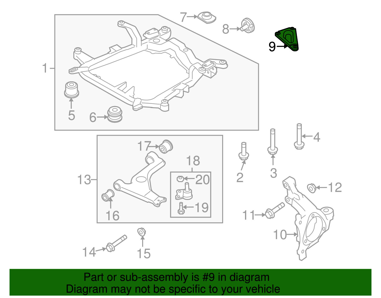Passenger Side Drivetrain and Front Suspension Frame Support - GM (90498747)