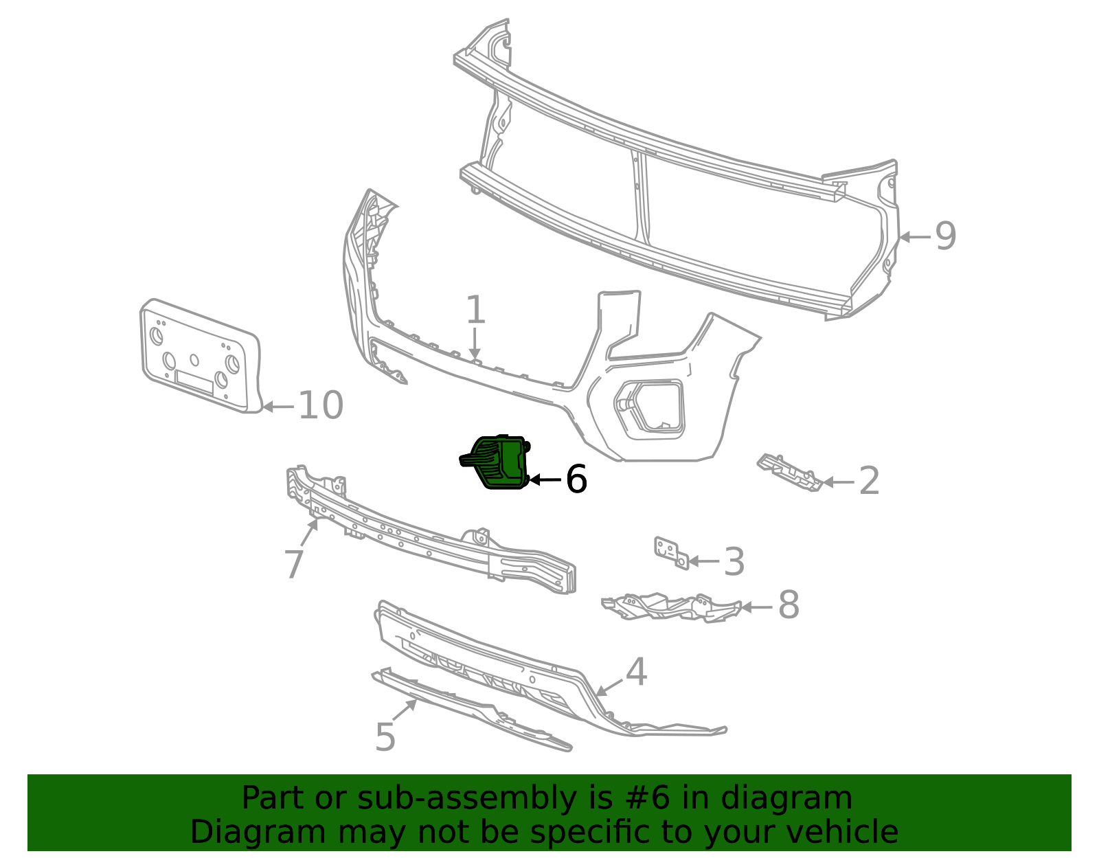 Black Front Passenger Side Fog Lamp Bezel - GM (84341219)