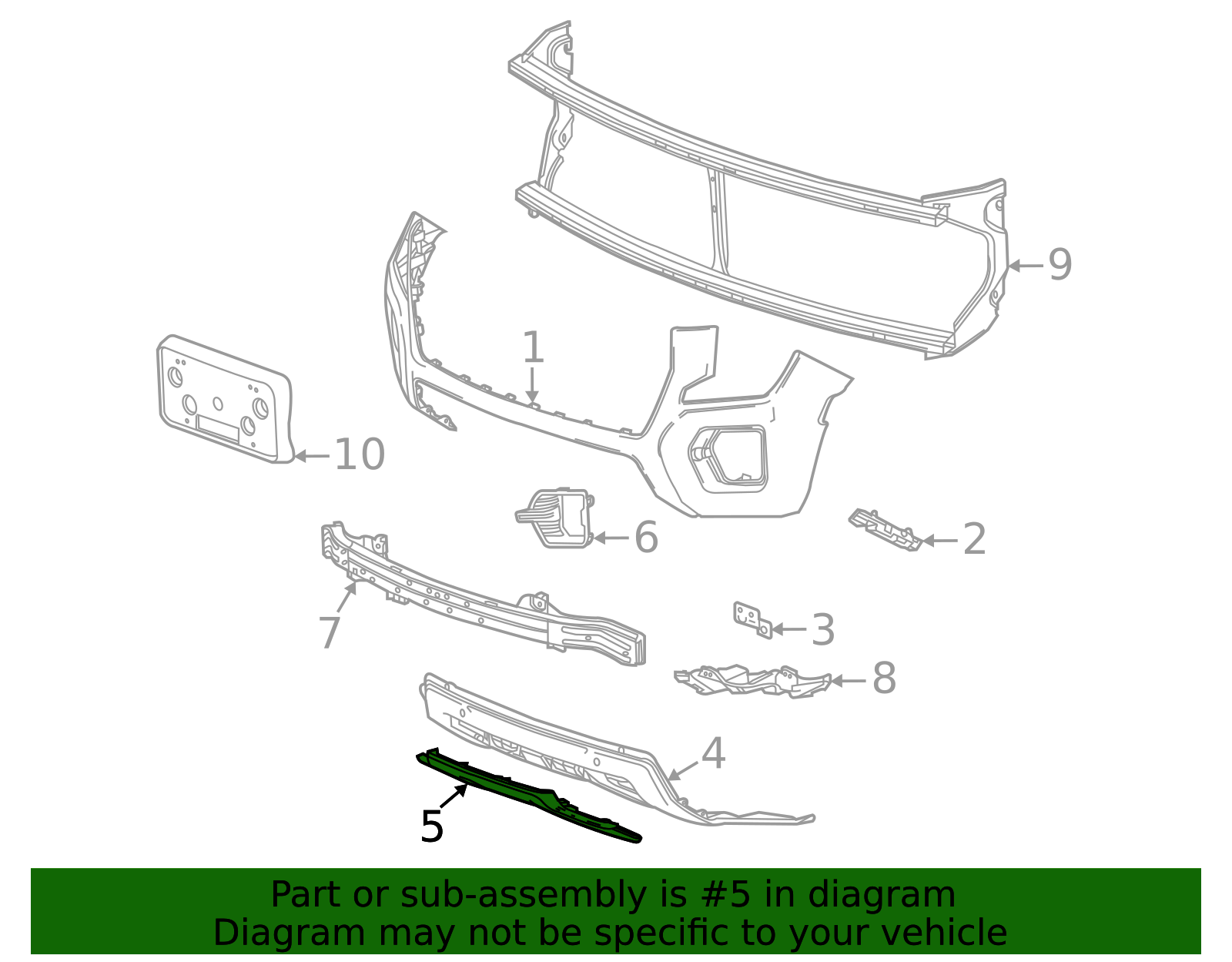 Galvano Silver Front Bumper Fascia Lower Molding Package - GM (84371010)