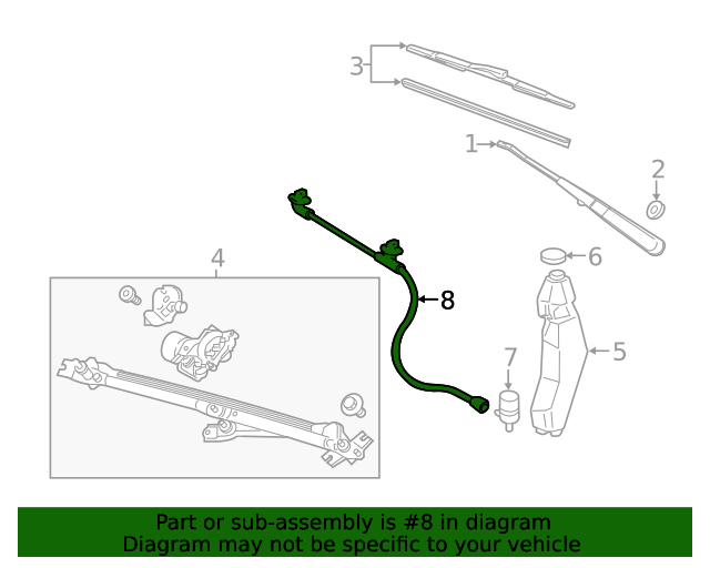 19962022 GM Windshield Washer Pump Hose 12363356 GM