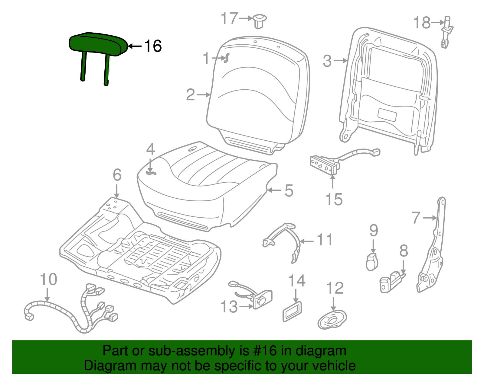 Headrest - Ford (YW7Z-54611A08-AAD)