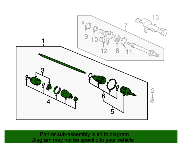 OEM 20032011 Honda Element Drive Shaft Assembly, R 44305SCVA51