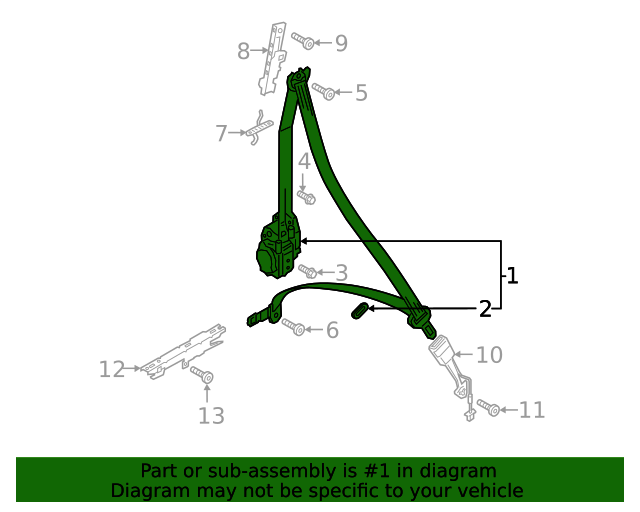2020 Audi Seat Belt Assembly 4K8857705DV04 Audi OEM Parts