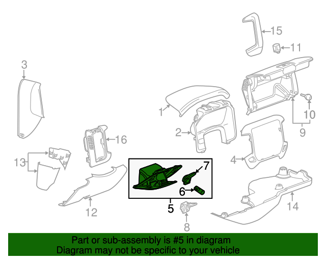 2014-2019 GM Jet Black Instrument Panel Center Compartment  