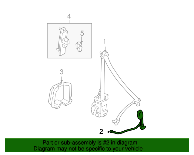 20032007 Honda Accord Buckle Set, L Front Seat Belt *YR239L* (Ivory) 04816SDAA72ZC Honda