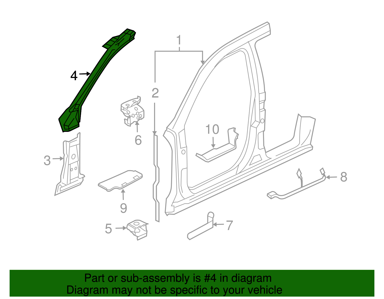 Windshield Pillar Reinforced - Volkswagen (7L0-809-193-E)