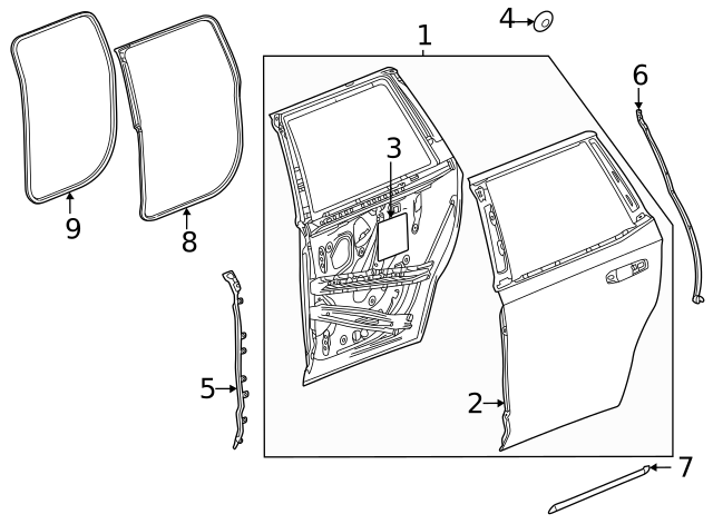 2021-2024 Cadillac Escalade Rear Passenger Side Door Weatherstrip 