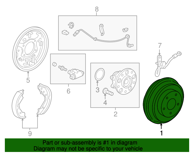 42610TR3A50 Drum, Rear Brake 20122015 Honda Civic Genuine