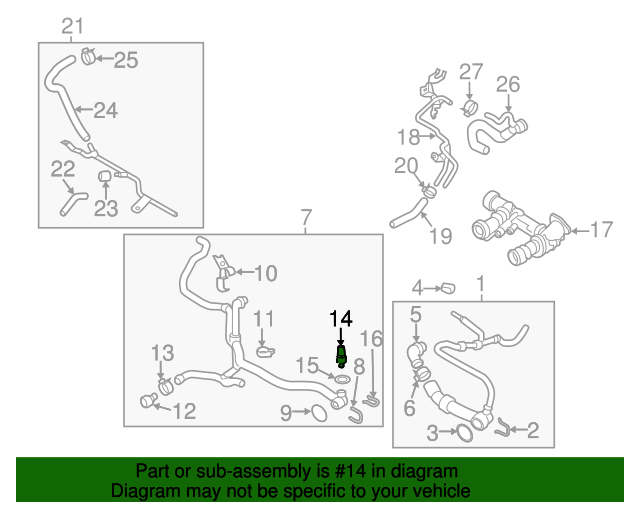 20152016 Audi A3 Coolant Temp Sensor 04L919501 Audi OEM Parts