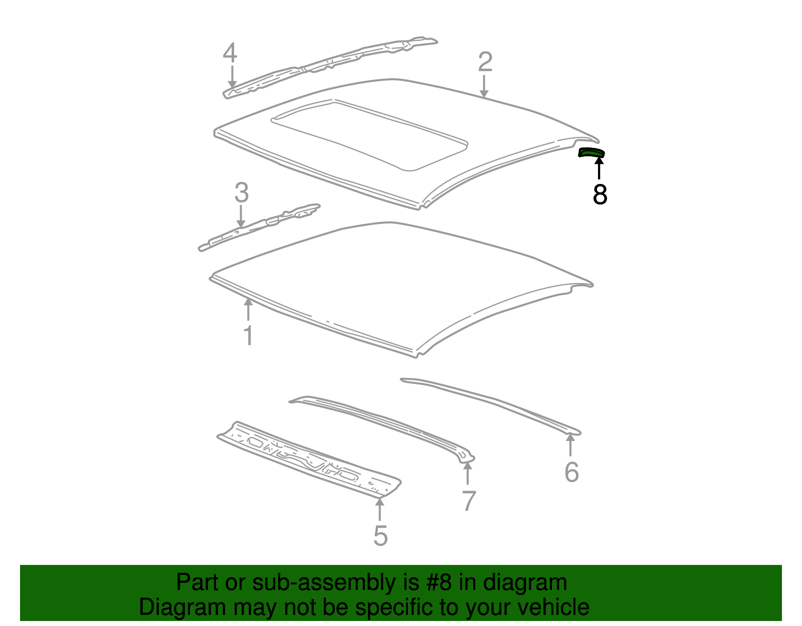 Molding Assembly, Roof Panel Jt Rear Fin - GM (90586920)