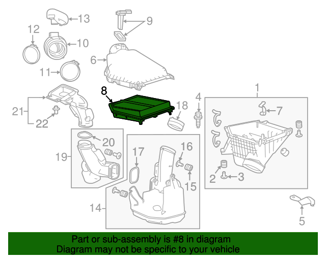 20132017 Honda Accord Element Assembly, Air Cleaner 172205A2A00
