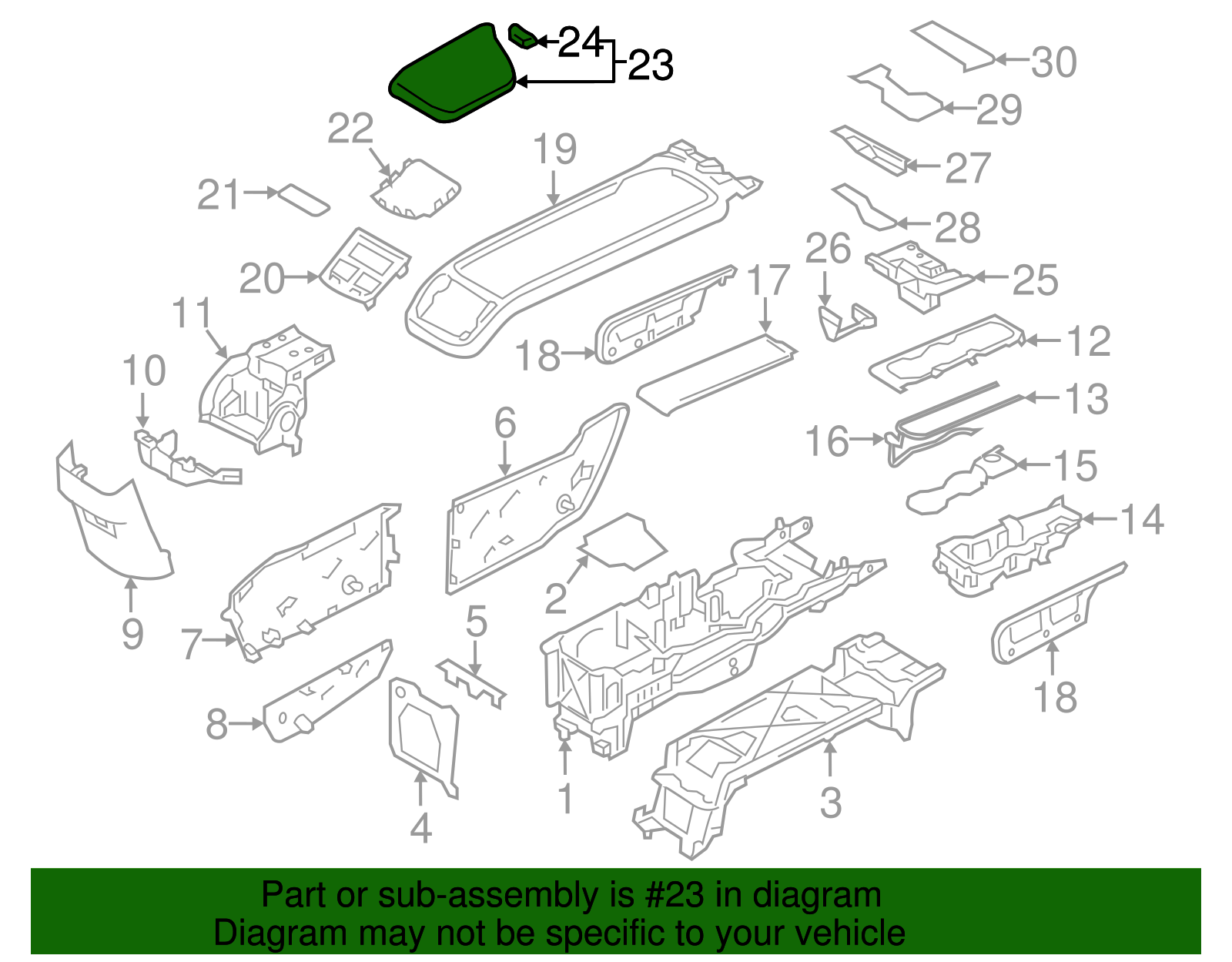 31469500 - Console Lid 2018-2025 Volvo | AutoNation Parts