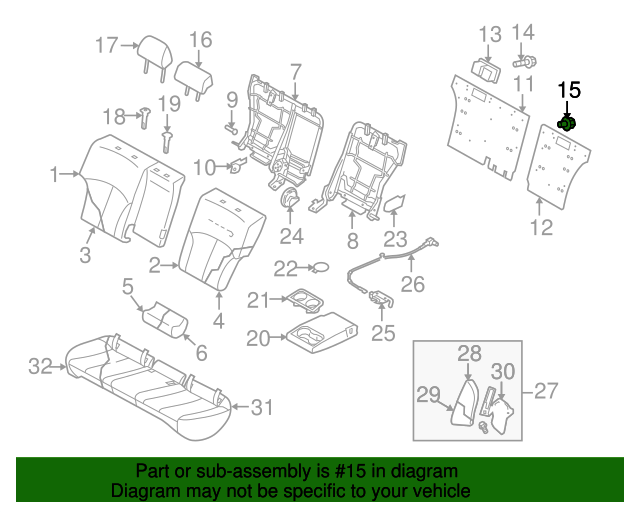 20062014 Subaru Seat Back Panel Clip 64580FA020ML Subaru Parts Plus