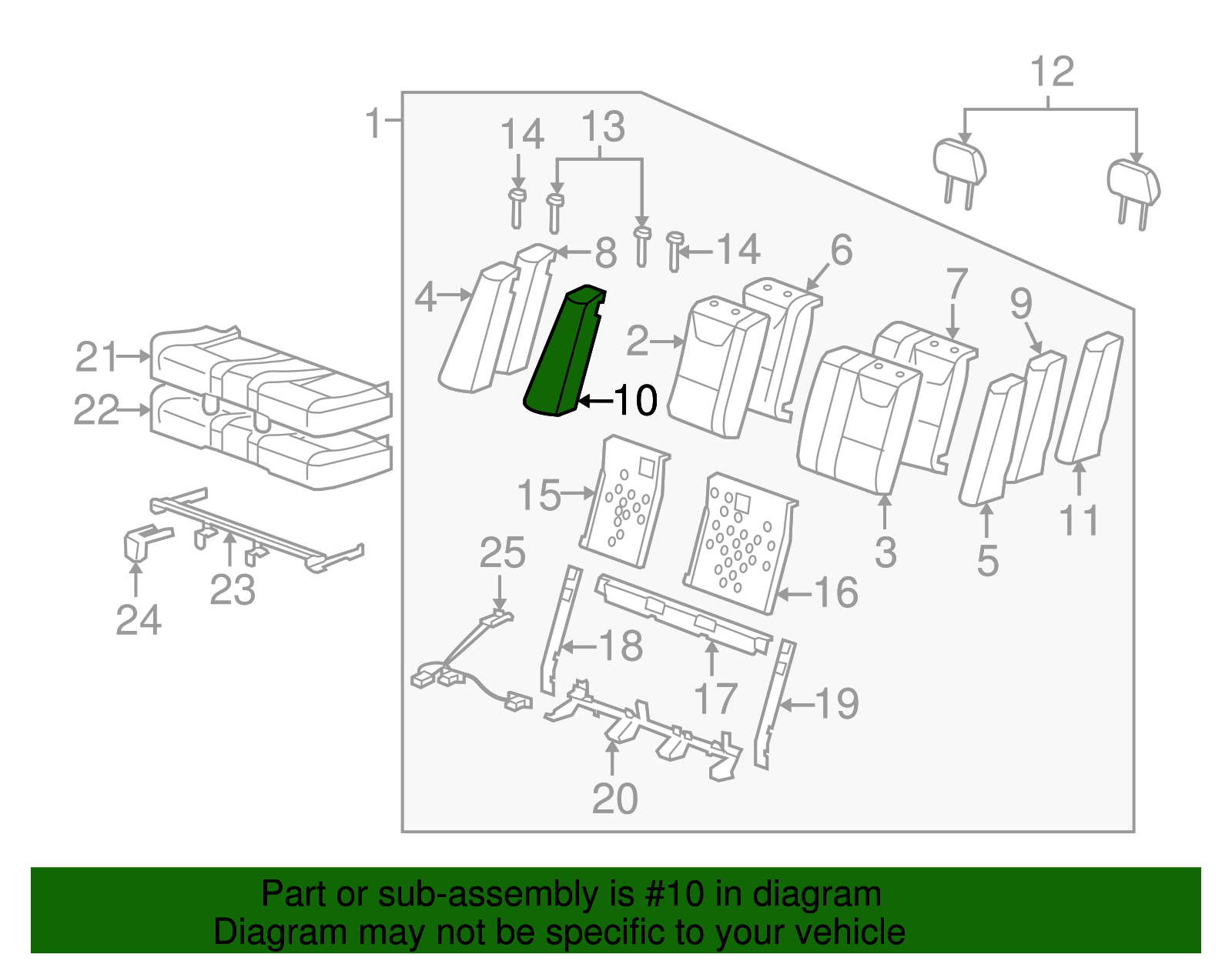 Bolster, R/Seat Black - GM (10395656)