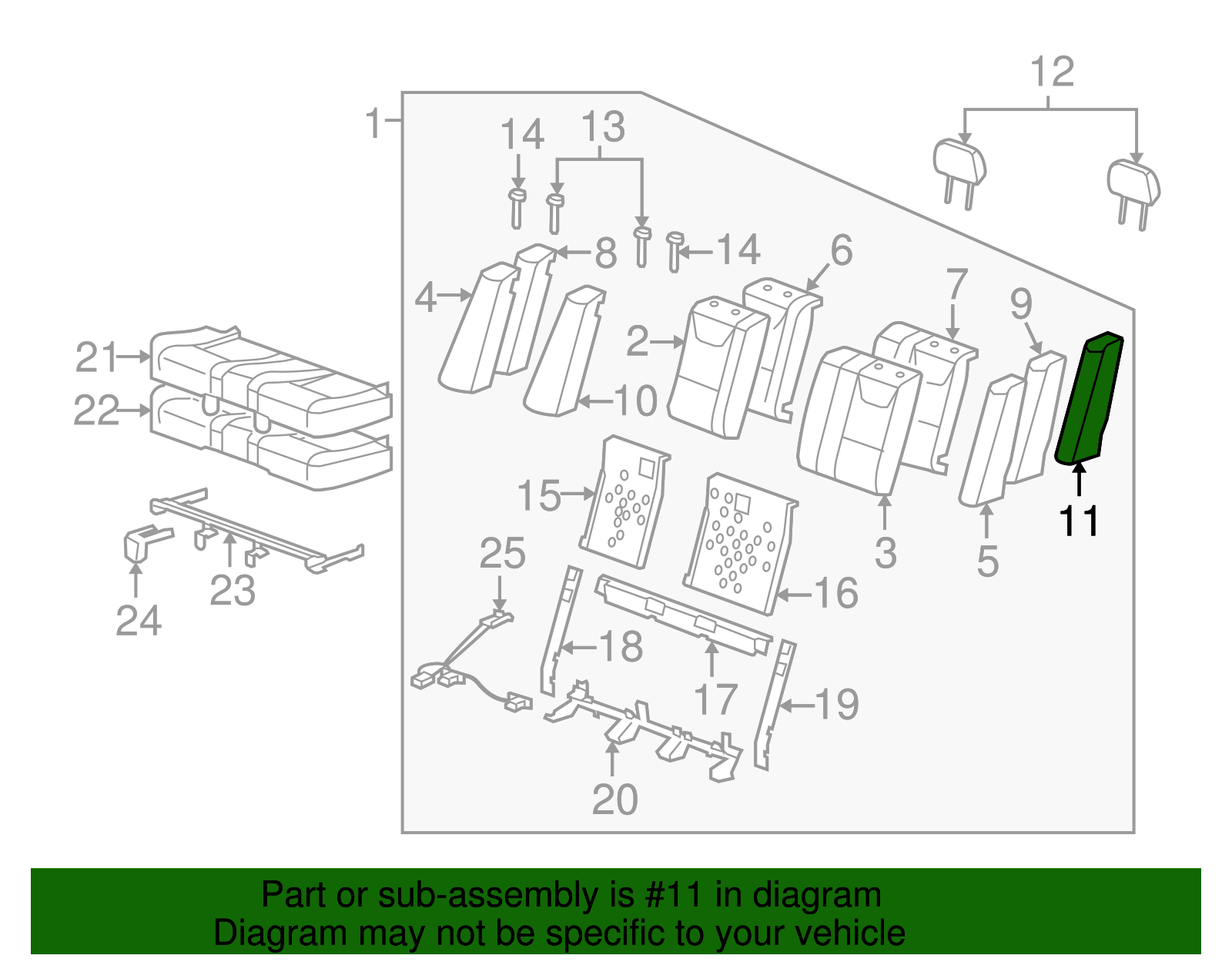 Bolster, R/Seat Black - GM (10395657)