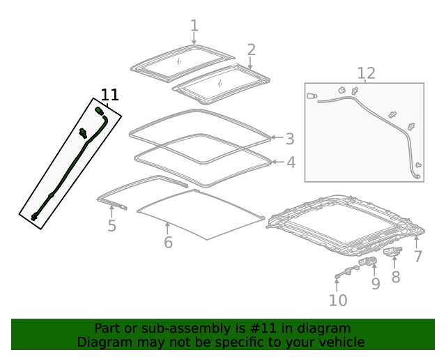 20212023 Chevrolet Trailblazer Front Passenger Side Sunroof Drain Hose