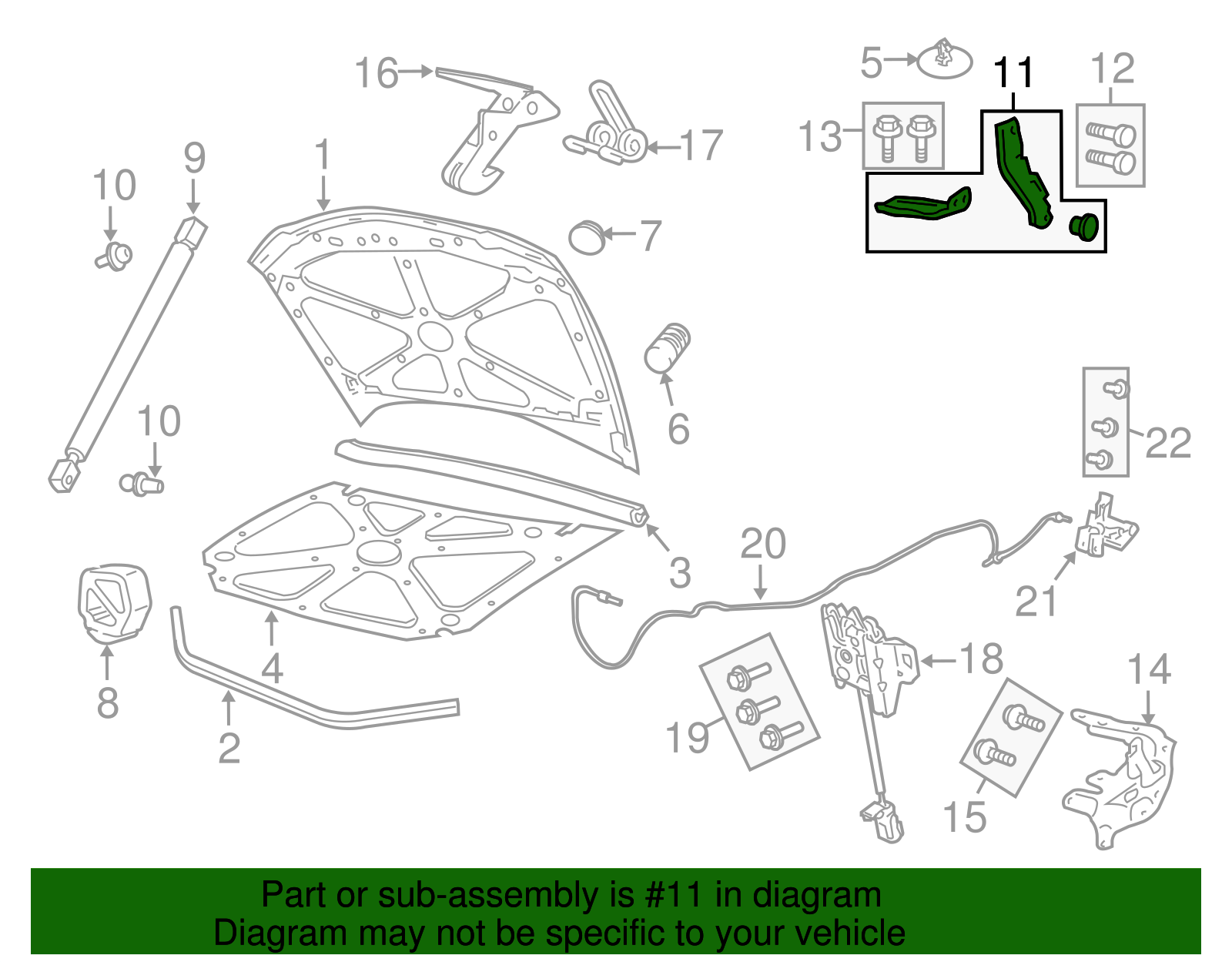 Passenger Side Hood Hinge with Washer and Rivet - GM (92259404)