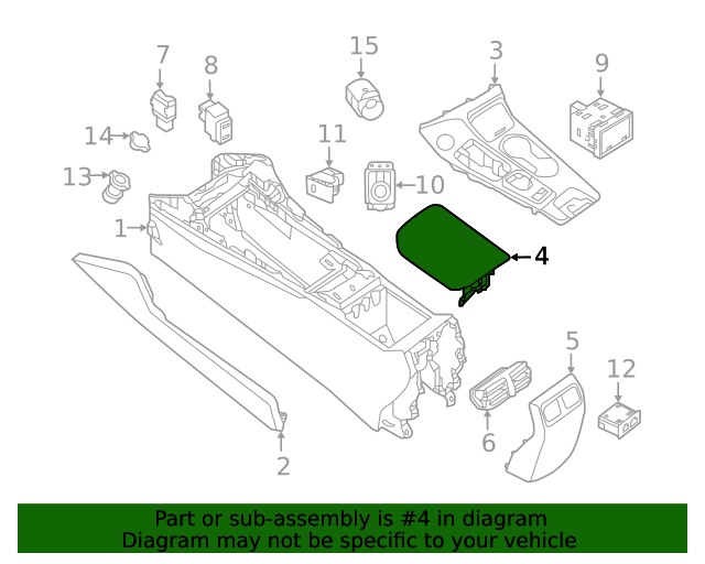 20162023 Nissan Maxima Center Console Lid Armrest 969204RA0A