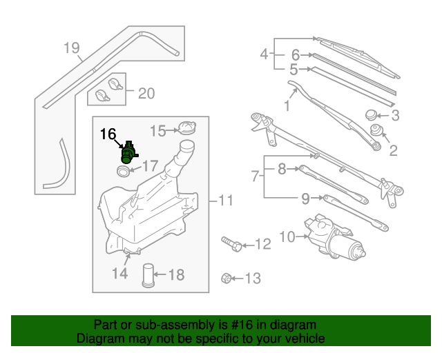 20092013 Mazda 6 Washer Pump GS3N67482