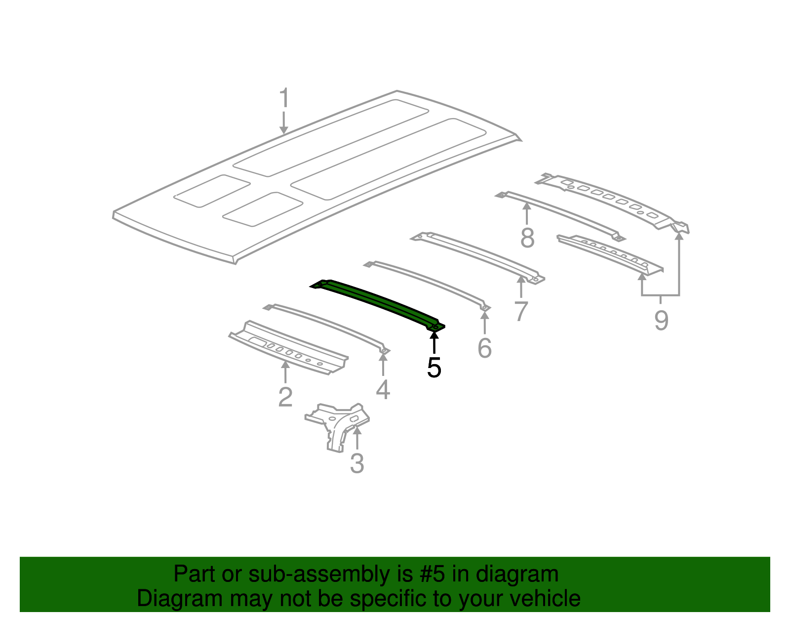 Number 2 Roof Panel Bow #15246475 - GM (15246475)