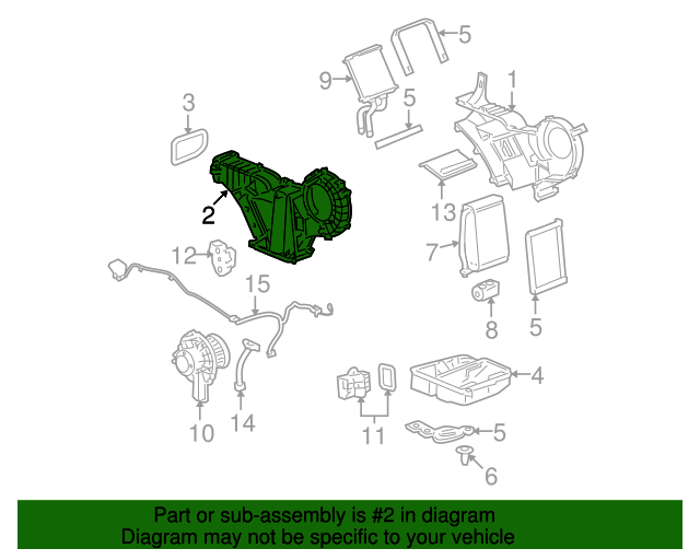 20072020 GM Auxiliary Air Conditioning Evaporator and Blower Case 15225886
