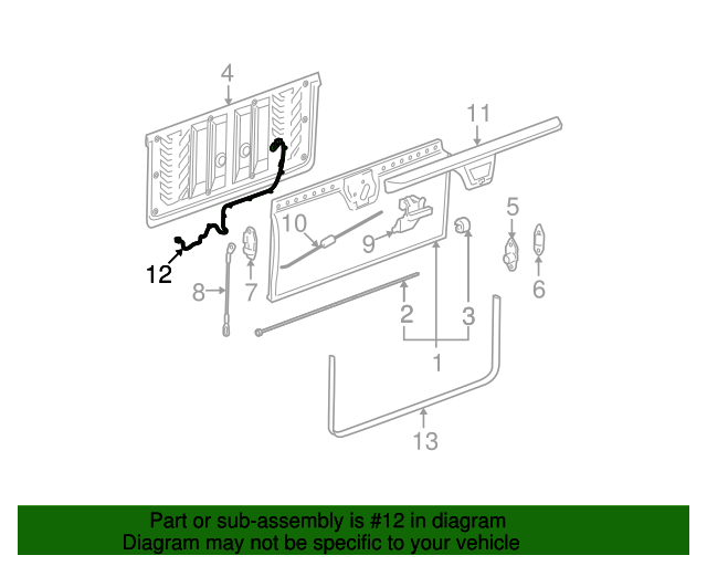 20092013 GM Tailgate Wiring Harness 25872965 QuirkParts