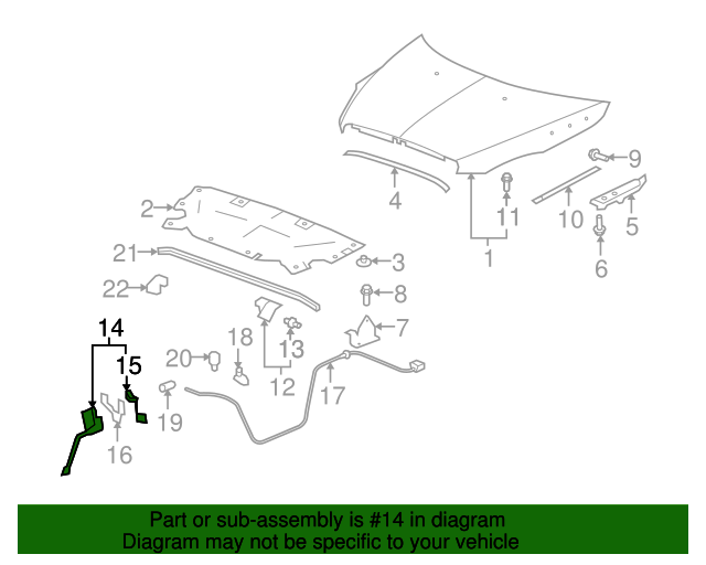 20082012 Buick Enclave Hood Latch with Hood Ajar Indicator Switch