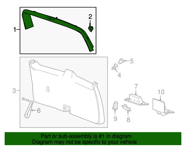 20152020 GM Cocoa Liftgate Upper Trim Finish Panel 84299961 Auto